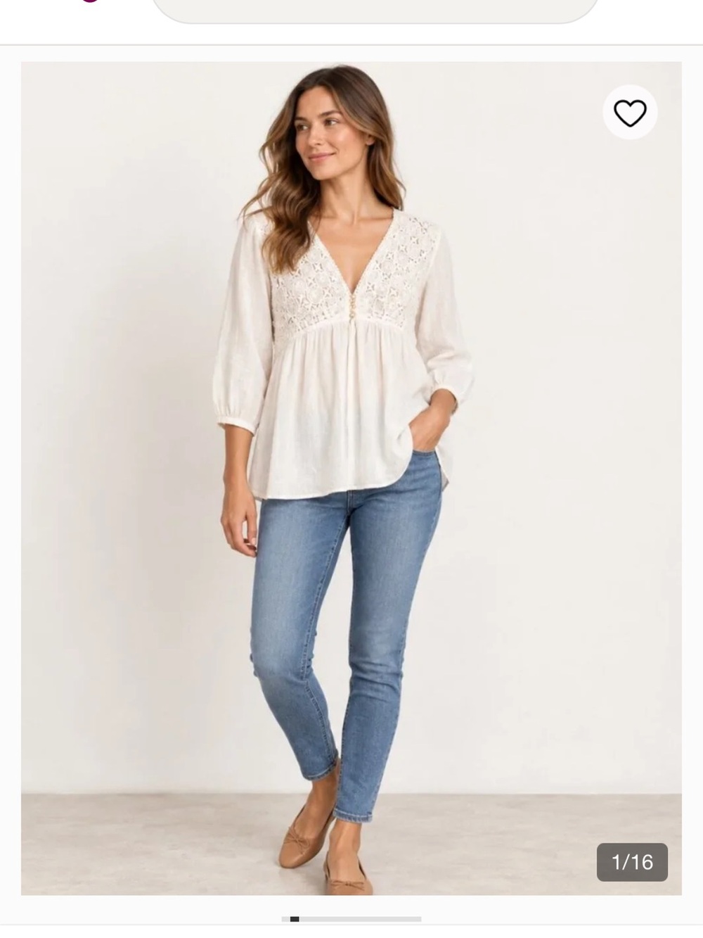 Malvin Hamburg Germany Women Line Cream Blouse 8 Crochet Lagenlook Soft Peasant